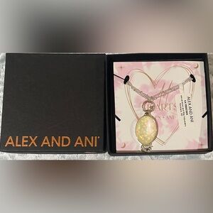 Alex and Ani Silver and White Necklace with Oval Pendant